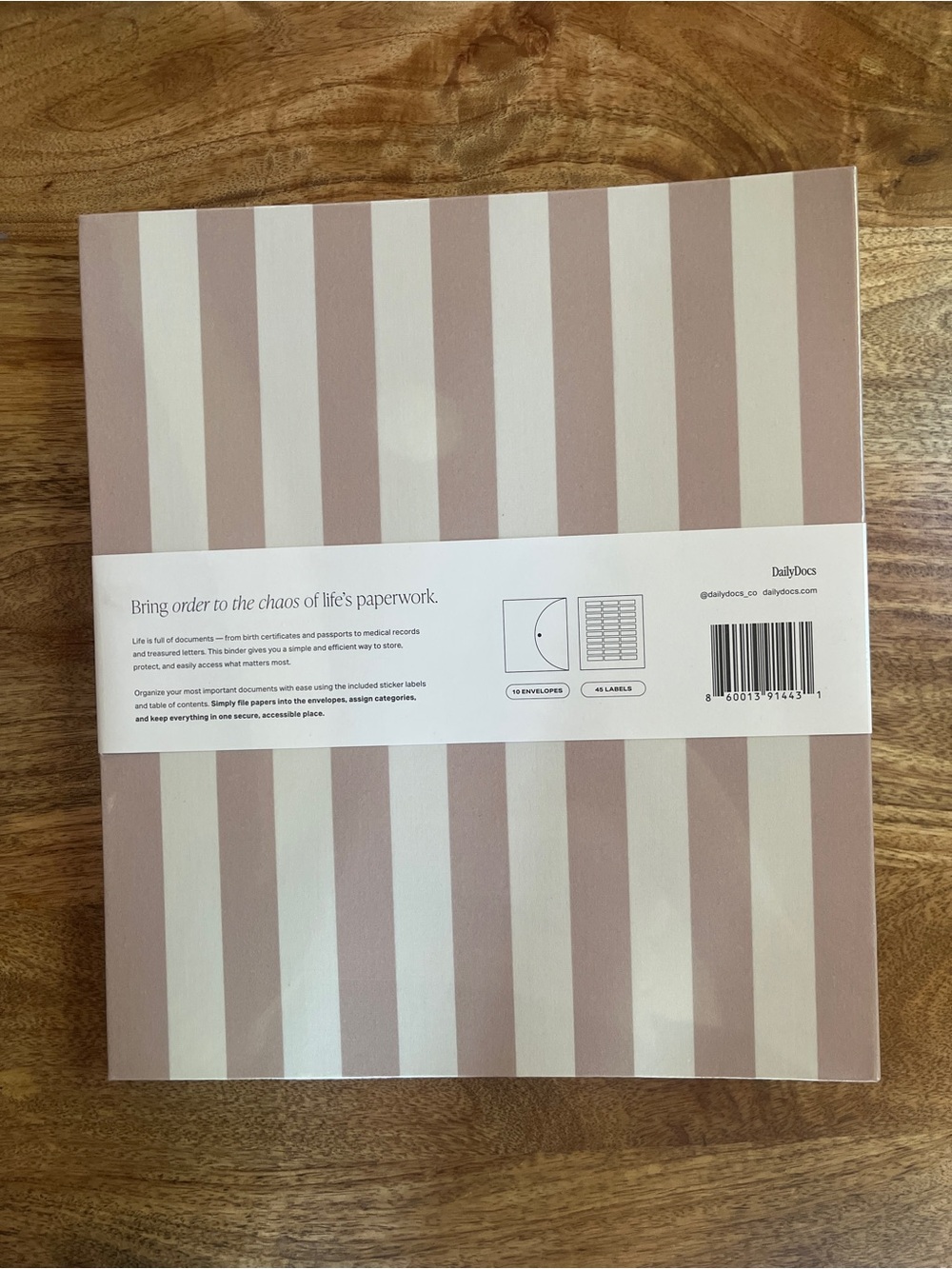 DailyDocs Beige & White Striped Document Organizer - Picture 2 of 2